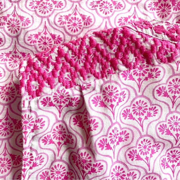 Joules Pink Daisy Foulard Oriella Dress Size US 12 sleeveless embroidered Boho - Picture 10 of 13